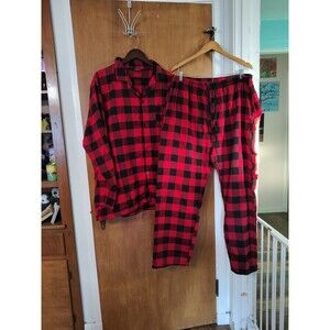 #Followme red black buffalo Plaid check pajama set size 2XL Men's Pants Shirt